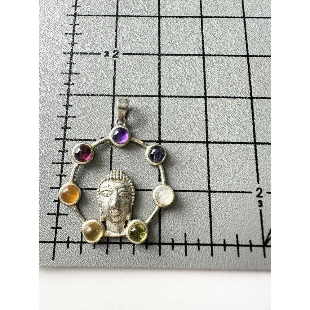 Buddha Amethyst Garnet Moonstone Chakra Pendant